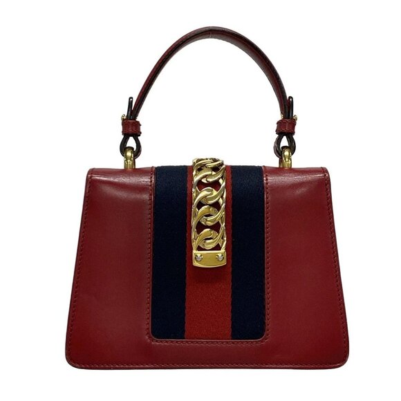 Auth GUCCI Sylvie 470270 Red Leather Handbag - Picture 2 of 15